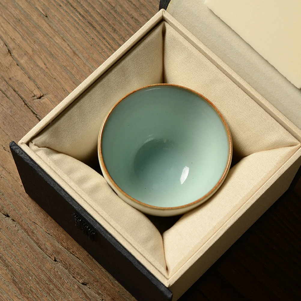 Ring Blue Cloth Box Gift Boxes Cup Storage Case Mug Tea Set China Containers Holder Fabric Office