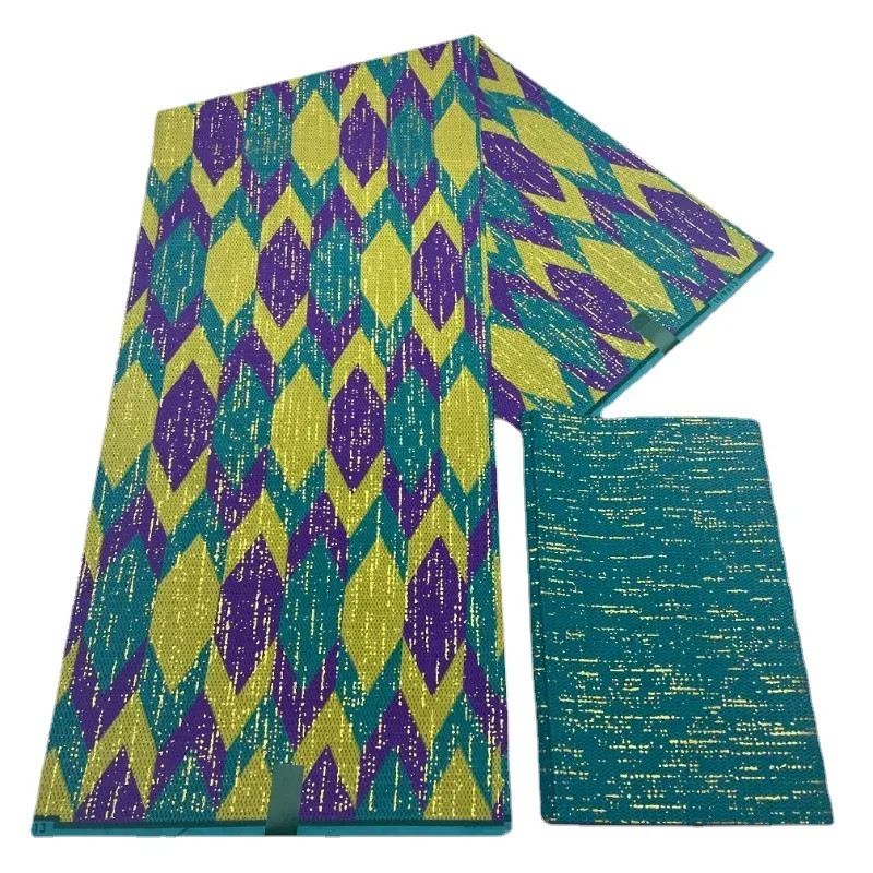 2 + 4 야드 최신 아프리카 황금 왁스 패브릭 리얼 왁스 패브릭 100% 코튼 앙카라 왁스 격자 무늬 인쇄 패브릭 소프트 파그네 재봉 재료