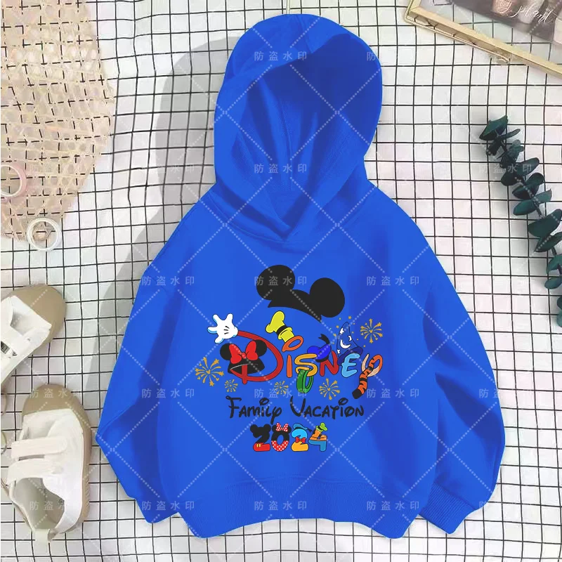 Fashion Disneyland Trip Vacation Clothes Caricature Hoodie Children Top Cartoons Disney Kawaii 2024 Girl Clothes Boy Disney Kids