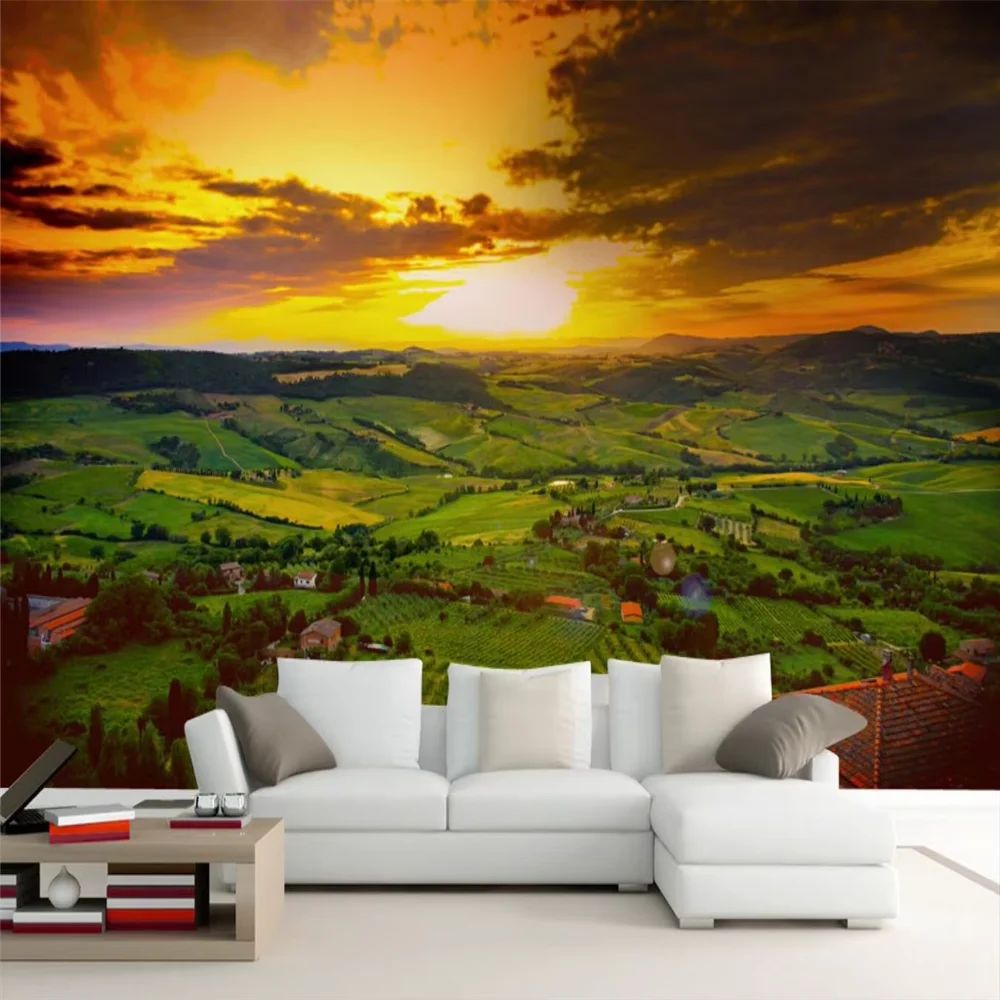 

Custom 3D Countryside oil painting landscape at sunset Photo Wallpaper for living room Papel De Parede 3D wall papers home decor