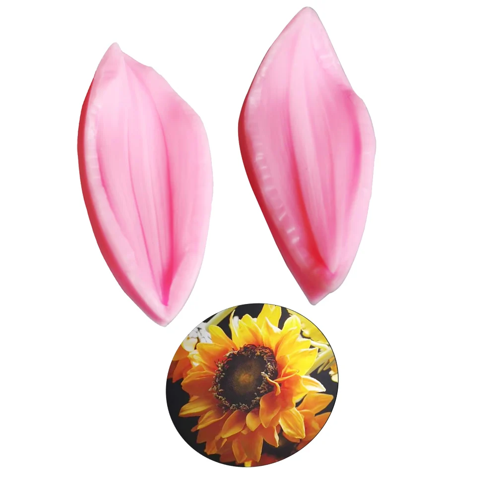 3 Styles Sunflower Flower Veiners Silicone Molds Fondant Sugarcraft Gumpaste Resin Clay Water Paper Cake Decorating Tools M2316