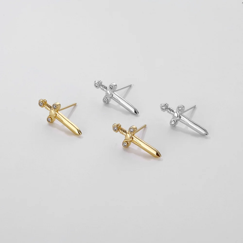 Clear Zircon Dagger Pendant Stud Earring for Women Piercing Earring Rock Punk Party Jewelry for Women 2025 Unusual Earrings