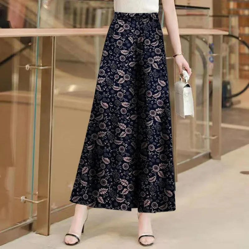 Oversize Vintage Y2k Woman Clothing Casual Wide Leg Pants Spring Summer Elastic High Waist Korean Fashion Printed Loose Trousers