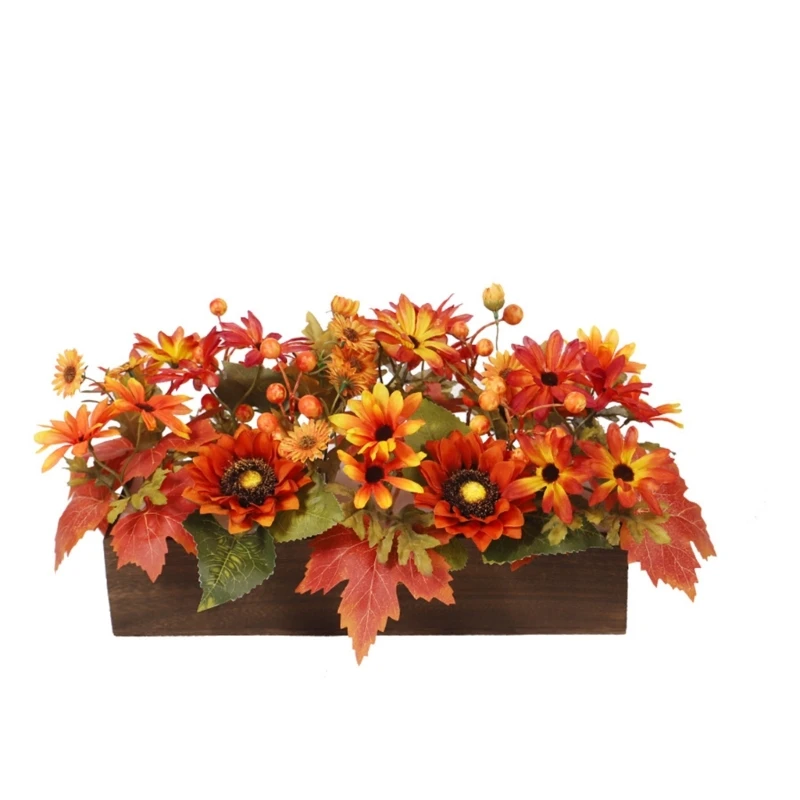 

Fall Sunflowers Maple Centerpieces For Thanksgiving Dinner Decoration 15UB
