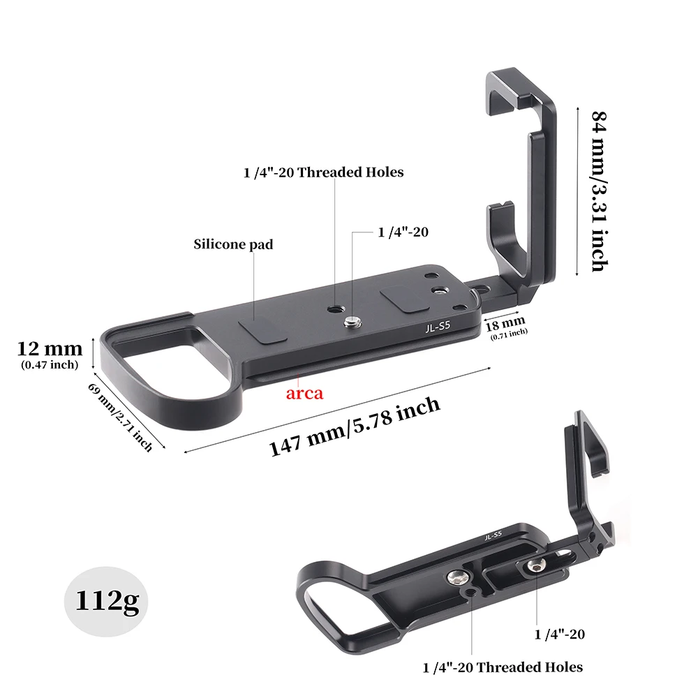 Quick Release L-Plate Bracket Aluminium Quick Release L Bracket Angle for Panasonic S5 Camera Body LUMIX DC-S5KE-K System Camera