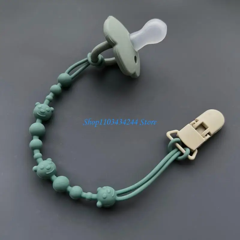 Baby Pacifier Chain Baby Teether Holder Bear Pattern Baby Pacifier Chain Colorful Newborns Pacifier Clip for Infants