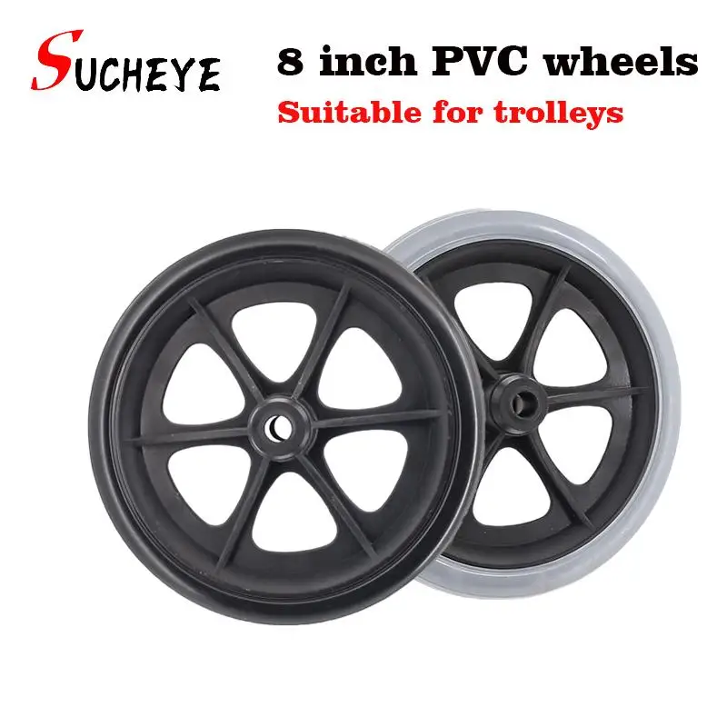 8 Inch Wheels Smooth Flexible Heavy Duty Wheelchair Front Castor Solid Tire Wheel Wheelchair Replacement Parts