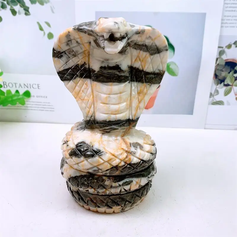 

Natural Zebra Stone Snake Carving Energy Religious Snake Healing Reiki Witchcraft Supplies Home Decoration Gift 1PCS