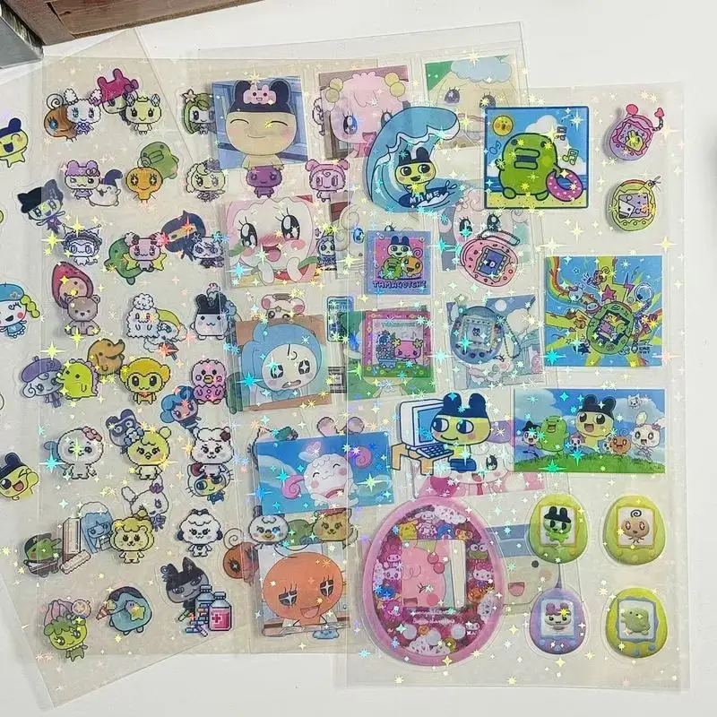 Simpatici adesivi Tamagotchi Antico laser precoce Flash Meeton Patch Patch doppio materiale Carta Ehandbook Mobileshell Regalo fai da te