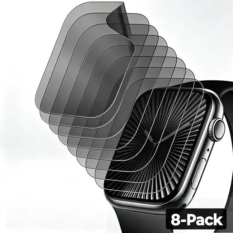 8 Stück Hydrogel-Sichtschutzfolie für Apple Watch Series 10 9 8 7 6 SE 5 4 40MM 42MM 44MM Displayschutz für iWatch Series Ultra 49MM