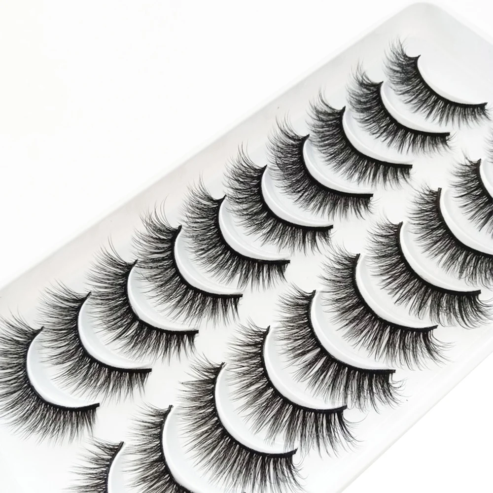 10 paires 3D Extensions de cils moelleux faux cils Volume cils longs épais faux cils pour femmes filles bricolage maquillage