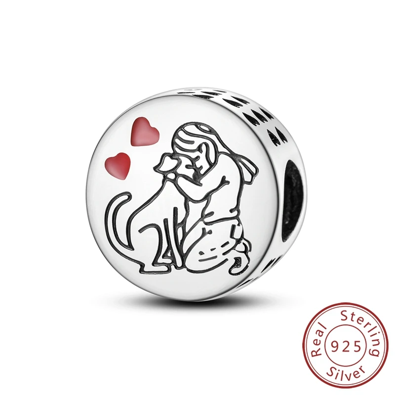 

Fit Original 925 Bracelets 925 Sterling Silver Dogs Love Forever Charms Beads For Women Fine DIY Jewelry Making Gifts