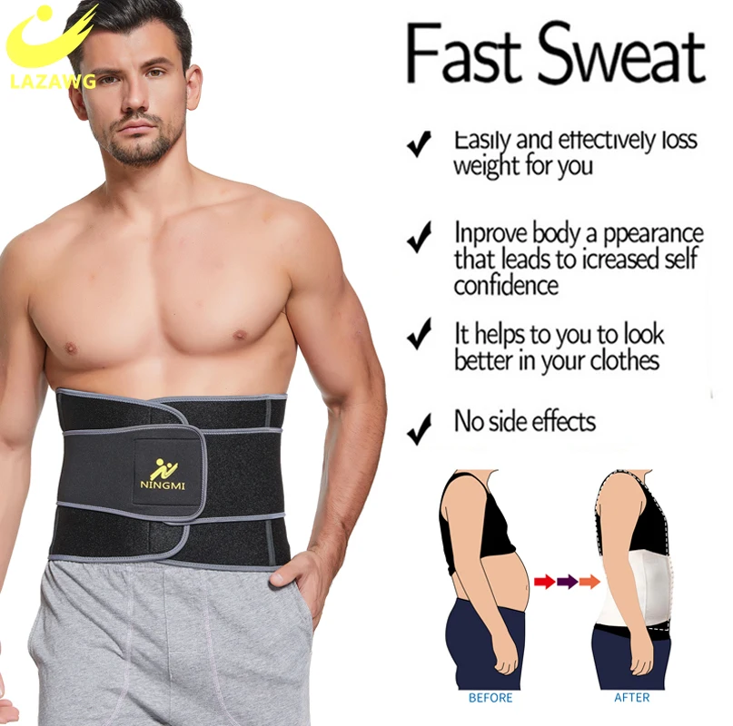 LAZAWG New Men Belt Neoprene Man Shaper Male Waist Trainer Corset Body Modeling Belt Tummy Slimming Strap Fitness Sports Belts