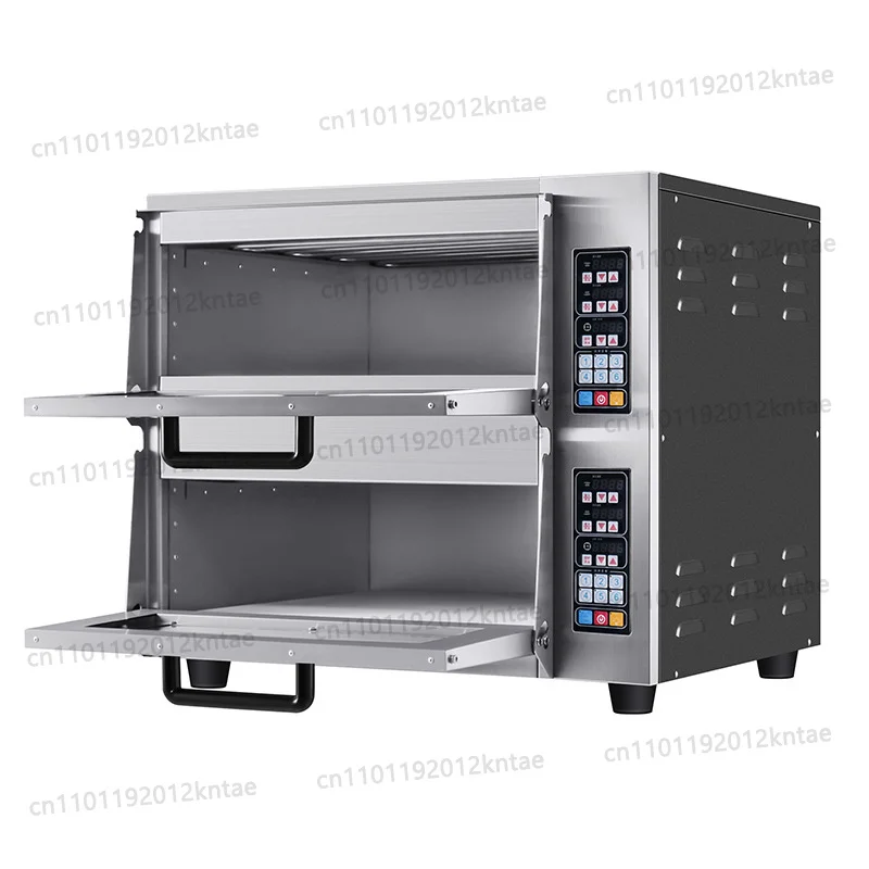 Double-deck pizza computer-controlled temperaturedouble-deck round stone-top electric oven,