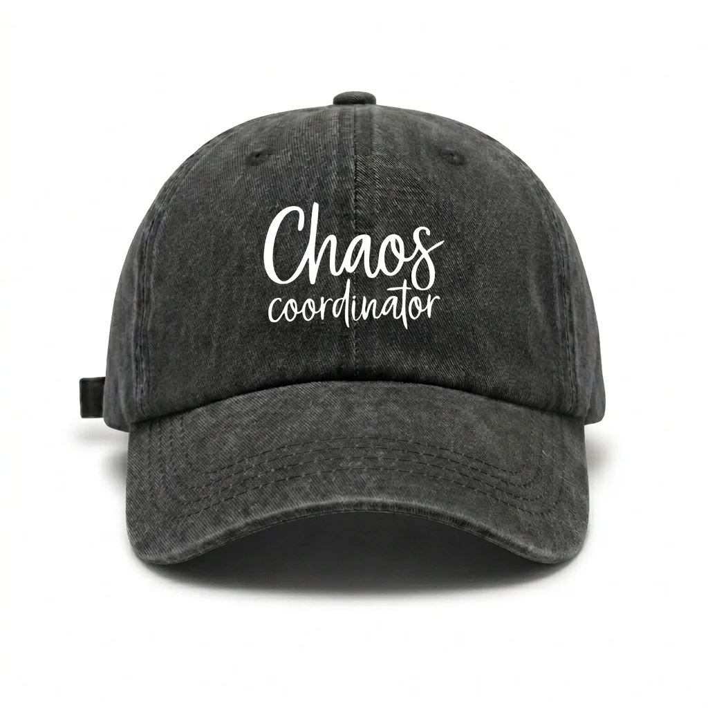 Chaos Coordinator Quote Vintage Washed Baseball Cap, Adjustable Unisex Dad Hat, Funny Casual Streetwear Gift for Men and Women