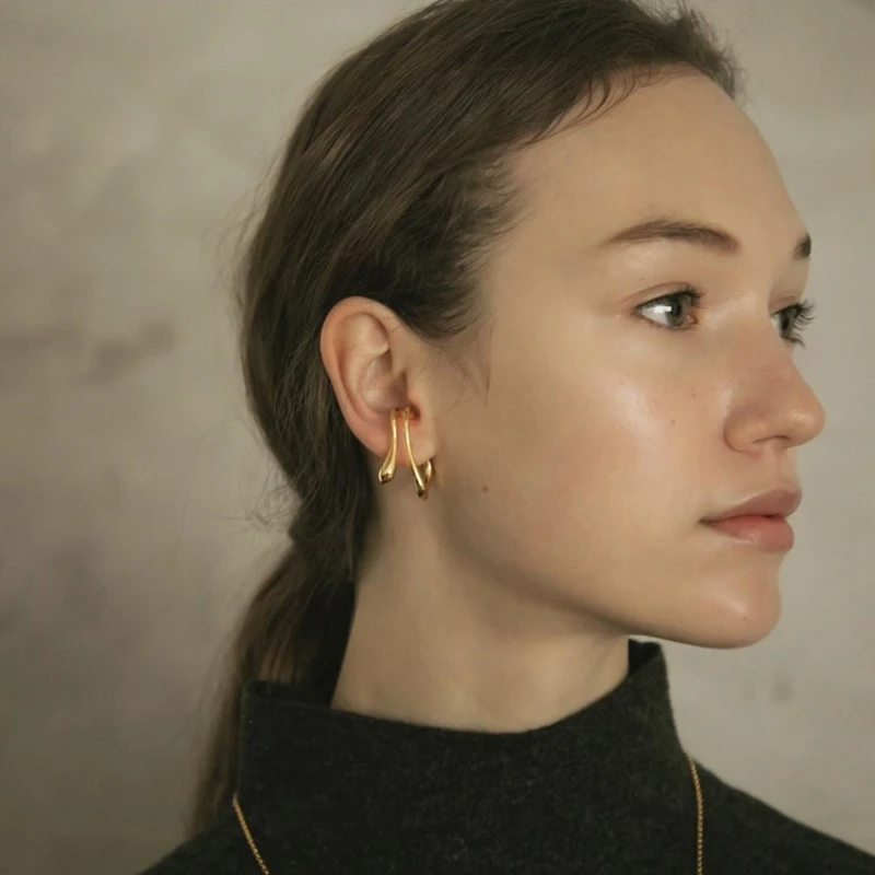 

Латунные витые серьги-клипсы для ушей, Женские Ювелирные изделия, готический дизайн в стиле бохо, уникальные элегантные подарки для вечеринок, японская и корейская мода