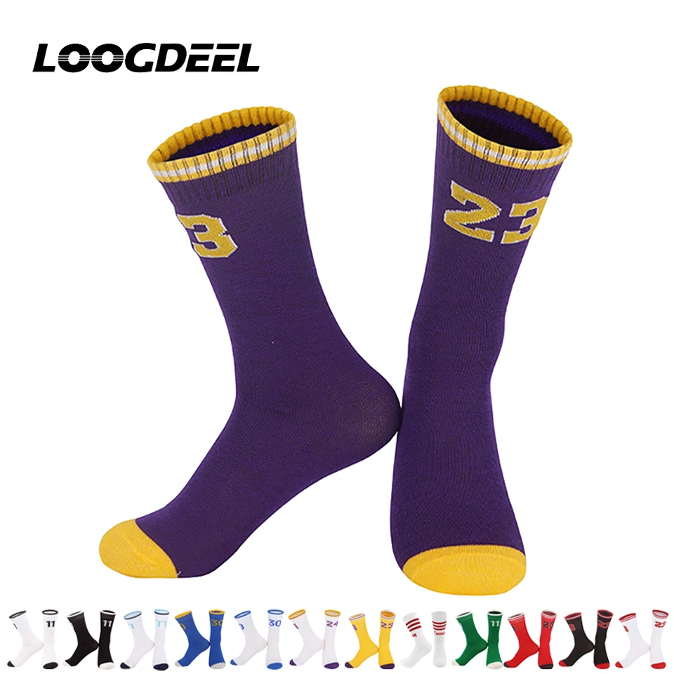 Loogdeel 1 Pair Summer Thin Children's High-top Basketball Socks Student Medium Youth Performance Star Number Sports Socks