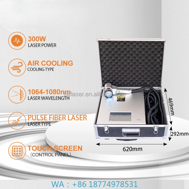 1500W-3000W for Metal & Wood Rust RemovalPulse Continuous Handheld Fiber Cleaning Machine