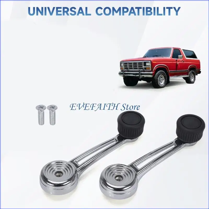 124B D4TZ-102334 Door Window Crank Replacement Handles for F-100 Select Older Truck and SUV Manual Window Service, Bright Metal