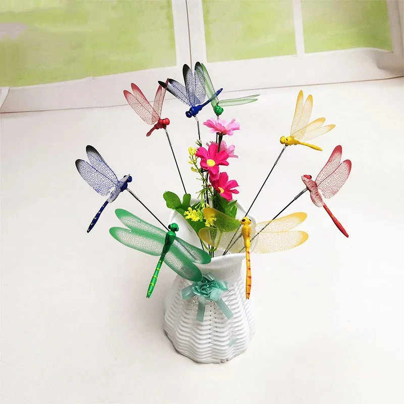 

10Pcs 3D Dragonfly Flower Dragonfly Garden Arrangement Yard Planter Butterfly Colorful Dragonfly Patio Garden Decoration Outdoor