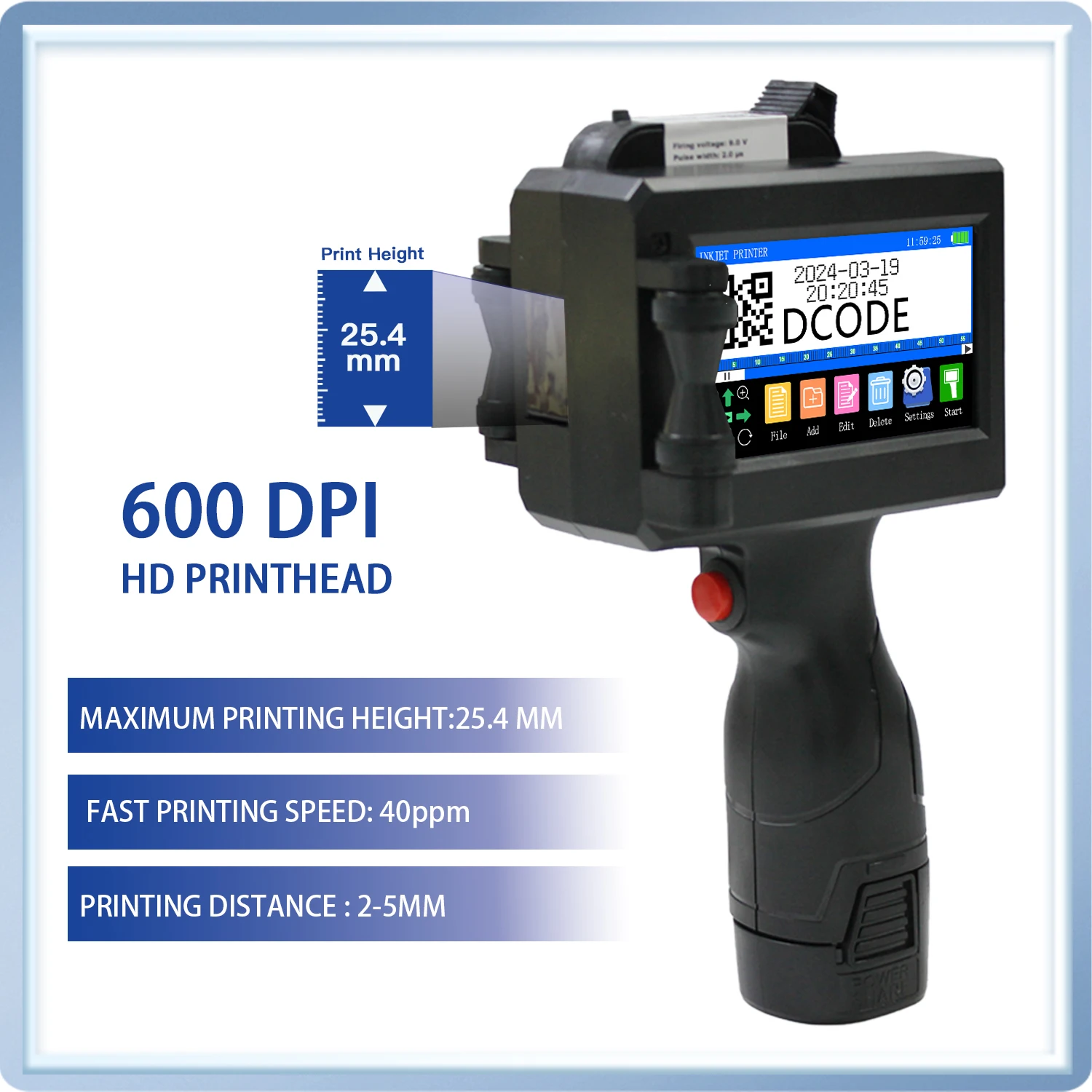 DCODE 1750PLUS-1 25.4 مللي متر طابعة نافثة للحبر محمولة طابعة TIJ عداد الشعار رقم الدفعة QR آلة ترميز تاريخ الباركود