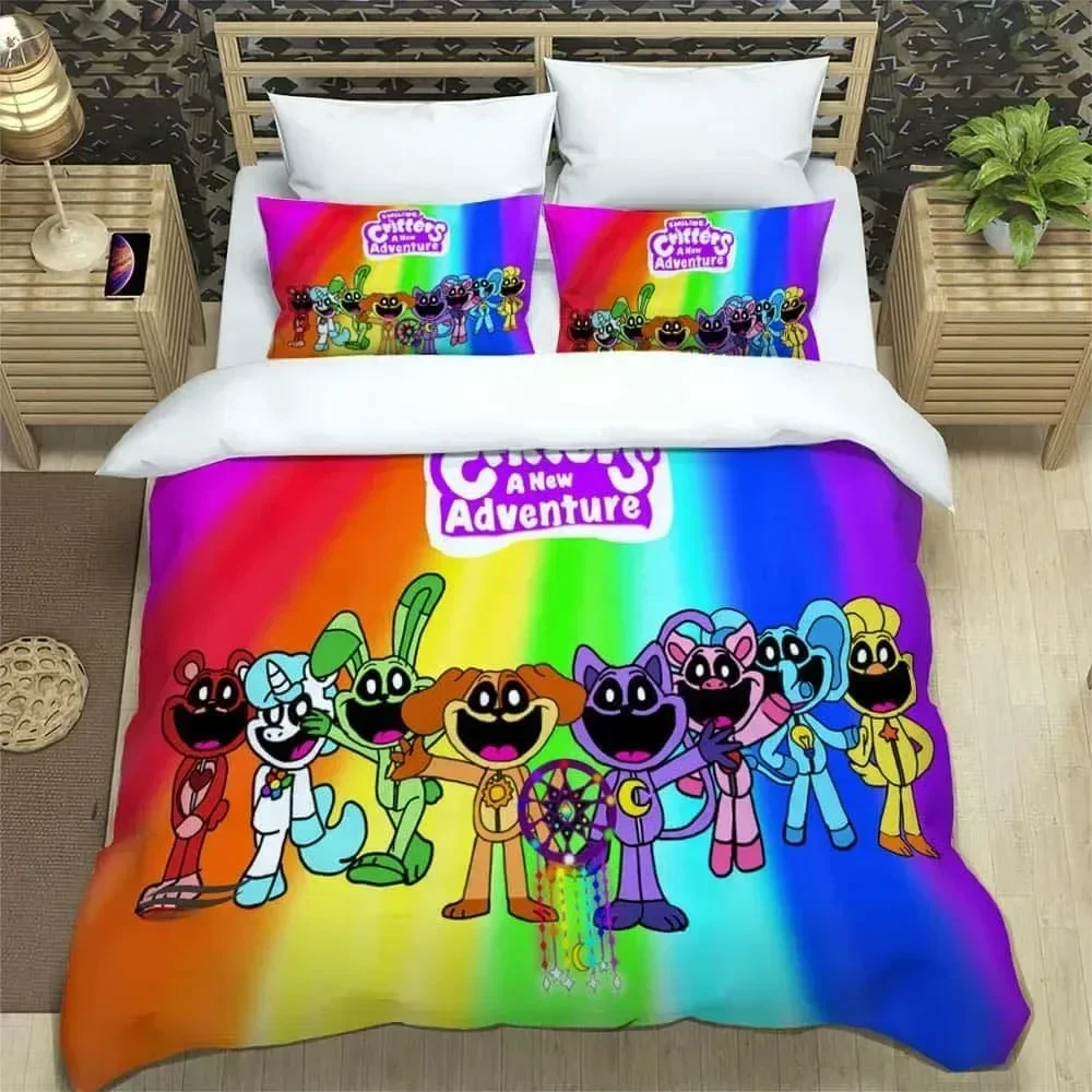 3D Cartoon S-smiling critters Bedding Set Printed Bed Set With Pillowcase Bed Duvet Cover Soft Queen King Size Bedclothes Home