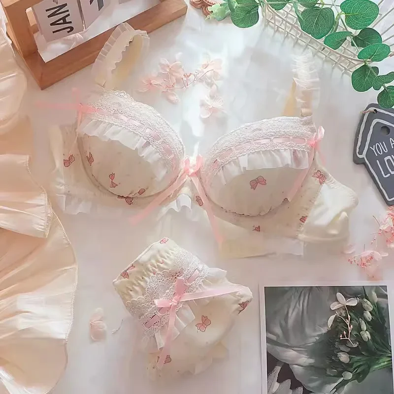 مجموعة حمالة صدر نسائية من لوليتا، صدرية صغيرة تجمع حمالة صدر قابلة للتعديل، مجموعة حمالة صدر بدون حلقة فولاذية #3