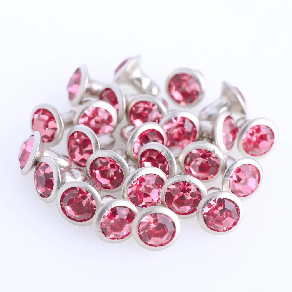 QIIY 6/8 mm Glasnieten Strass Glitzer Kristall AB Silber Rand Steine Ohrstecker mit Pflege Strasssteinen für DIY Kleidung Dekoration – Detail 7