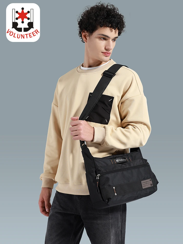 Volunteer Shoulder Bag for Men 2024 New Large Capacity Oxford Cloth High Quality Office Commuter Crossbody Bags 1835-08