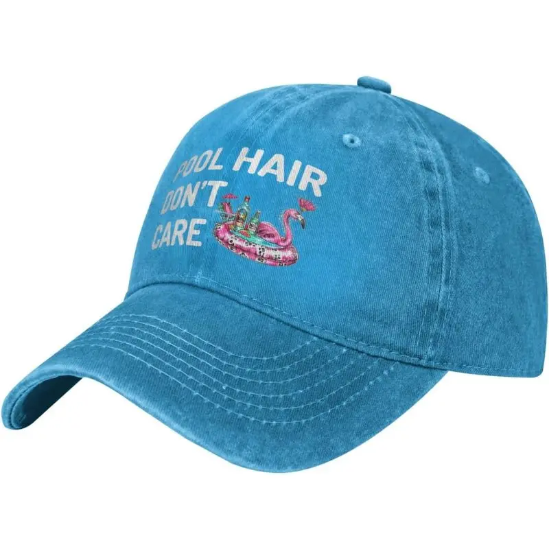 Pool-Hair-Don't-Care-Flamingo-Graphic-Baseball-Cap-Unisex-Vintage-Casual-Sun-Hat