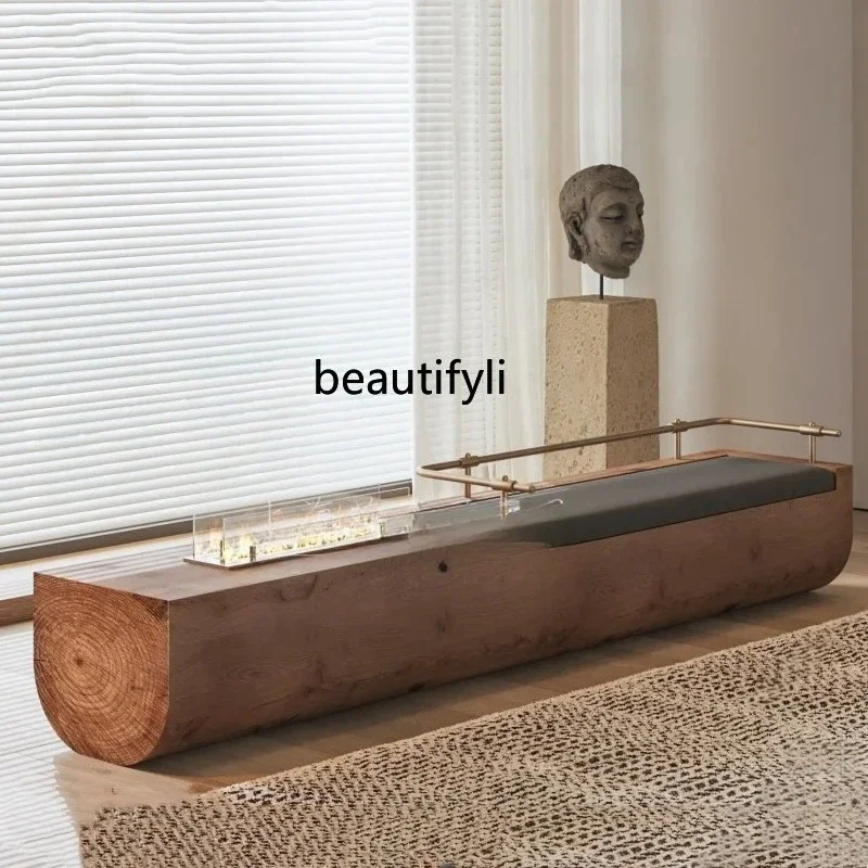 D33Nordic Minimalist Long Bench Wooden Stool Wabi-Sabi Style Designer Sales Office Mall Waiting Area Rest Long Bench