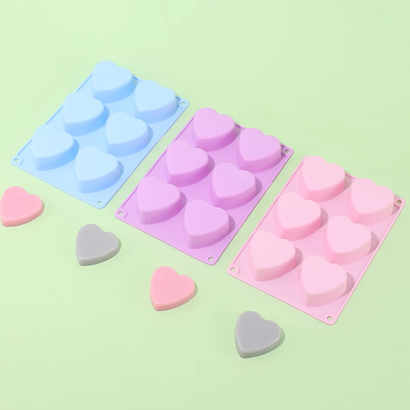 6 Heart Shape Silicone Mousse Cake Mold DIY Aromatherapy Plaster Mould Handmade Essential Oil Soap Mold Cake Baking Mold