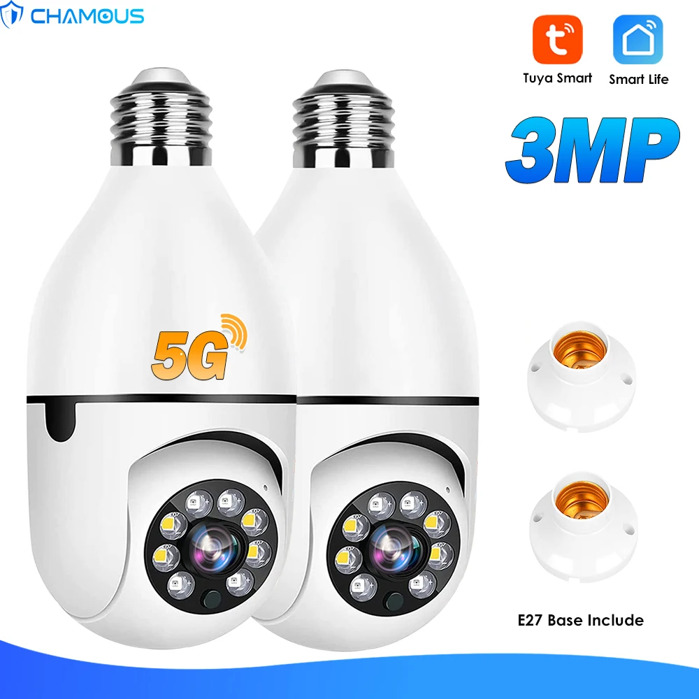 

5g Wifi Ip Camera E27 Bulb Cam 3mp Wireless Baby Monitor Ai Tracking Security Video Surveillance Pet Cam Smartlife Indoor