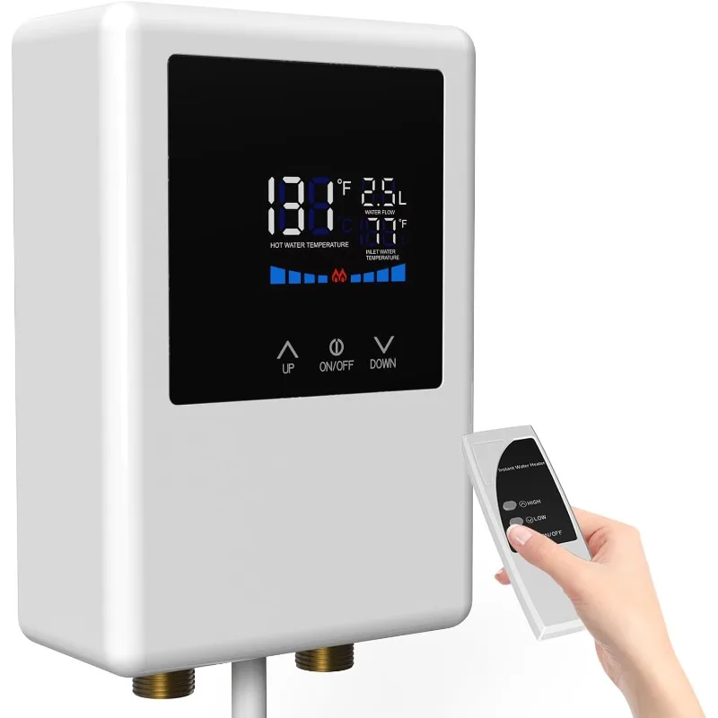 

Water Heater Electric 110V, 5500W Instant Hot Water Heater With Remote Control And LCD Touch Screen Self-modulating, Ov
