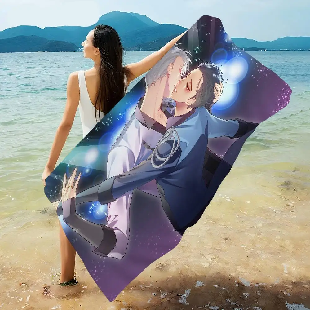 Anime Y-Yuri On lce Beach Towel Colorful Bath Towels for Girl Microfiber Quick Dry Custom Sand Free Beach Yoga Spa Gym Pool