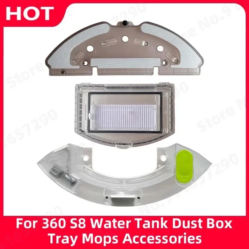 Water Tank Dustbin Dust Box With Filter Tray Mops With Cloths Spare Parts For 360 S8 Vacuum Cleaner Replacement Accessories