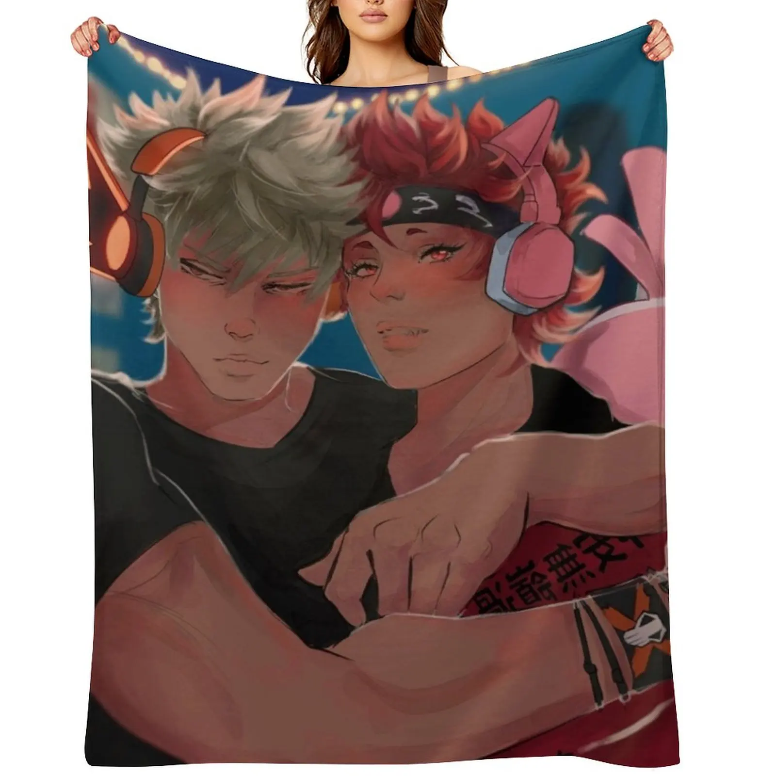 

Kiribaku streamers Throw Blanket Plaid Cute Plaid Flannel Fabric wednesday Blankets