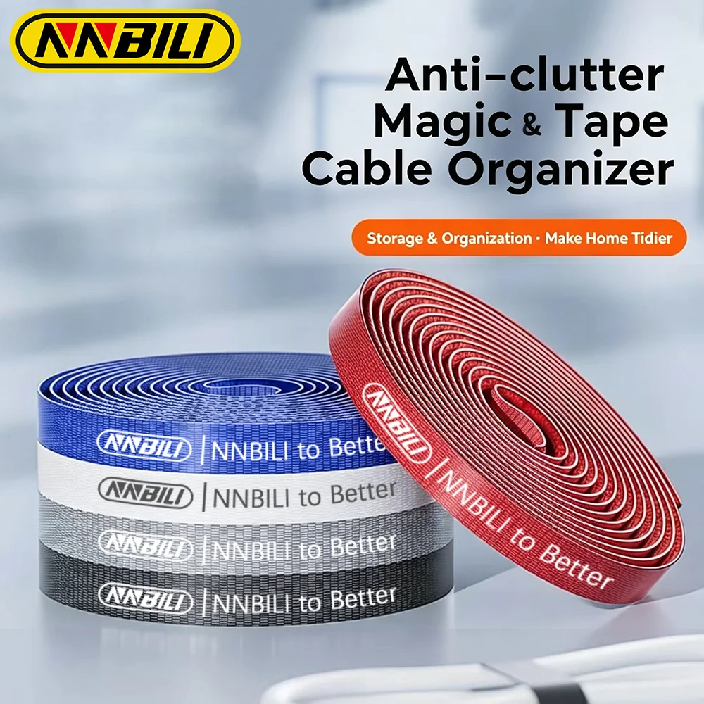 Organizador de Cables NNBILI de 5m, Cinta Adhesiva Desgarrable de 1cm de Ancho para Organizar Cables, Accesorios para Teléfono, Organizador de Cables USB