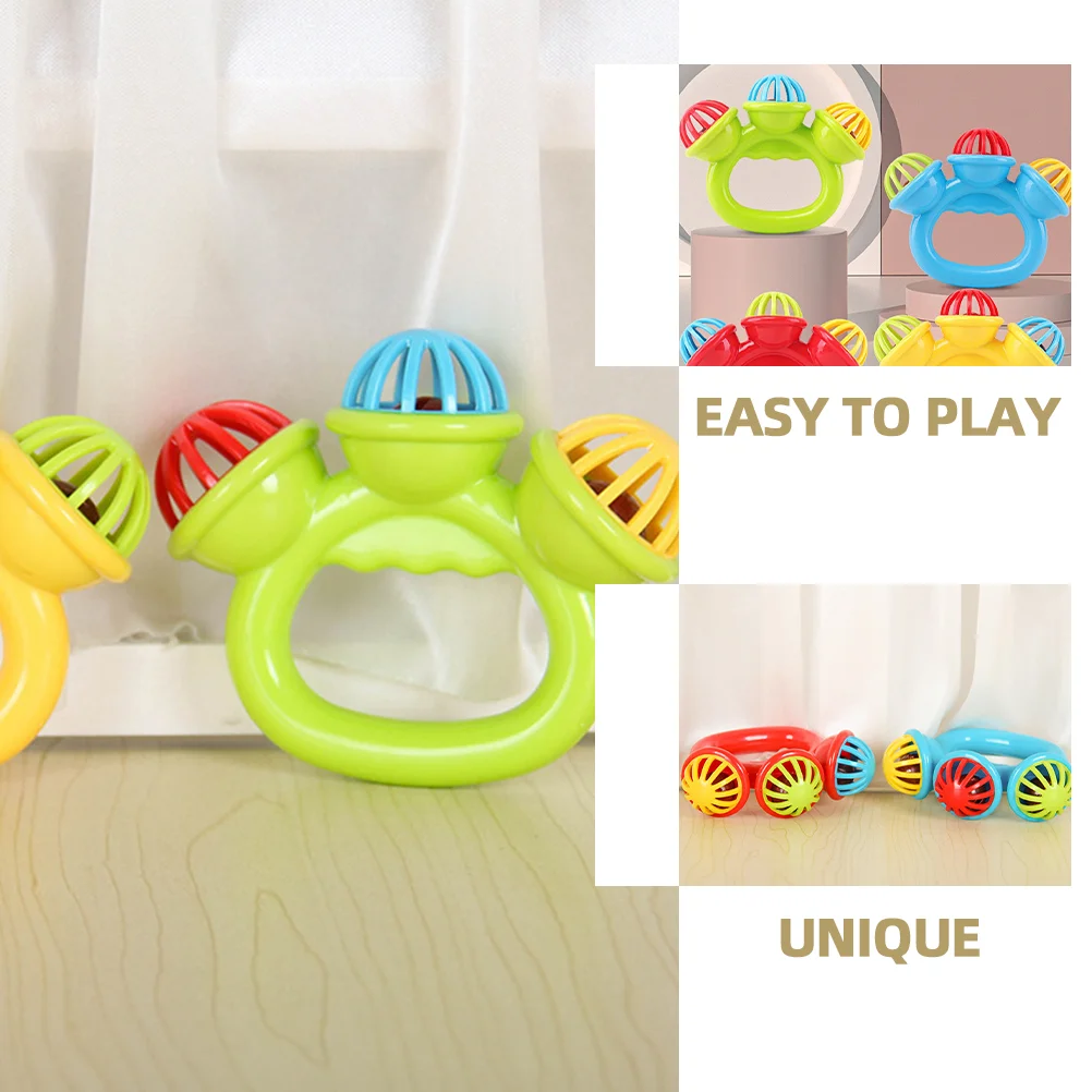 3 Pcs Soothing Toys Plastic Music Rattles Hand Bells Toddler Toddlers Tambourine Small Mini Jingle