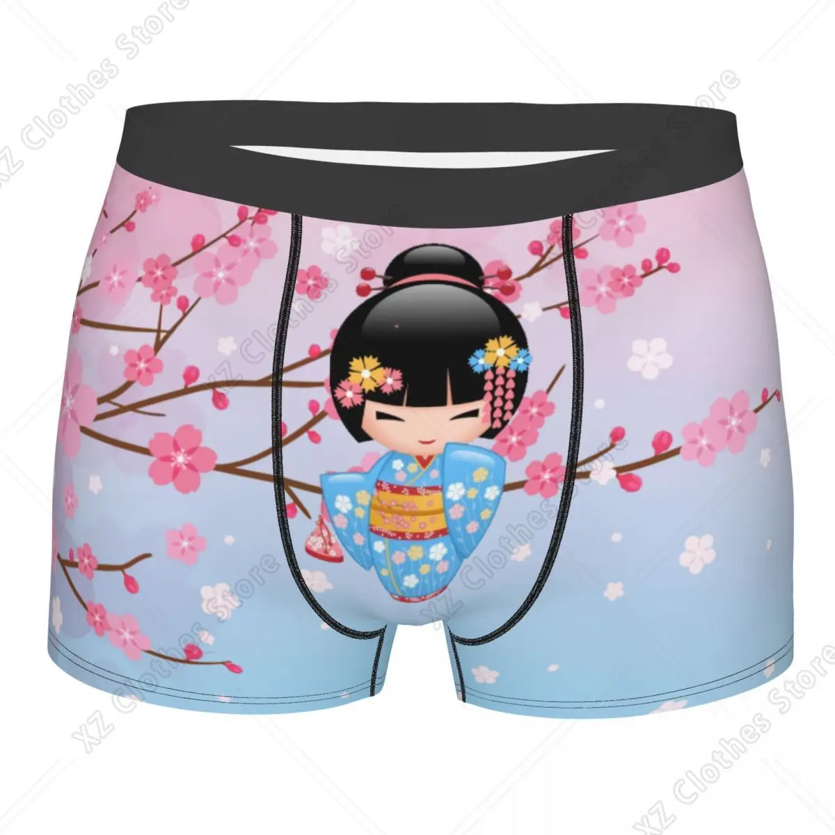 Custom Kawaii Kokeshi Doll Boxers Shorts Mens Japanese Kimono Geisha Girl Briefs Underwear Novelty Underpants