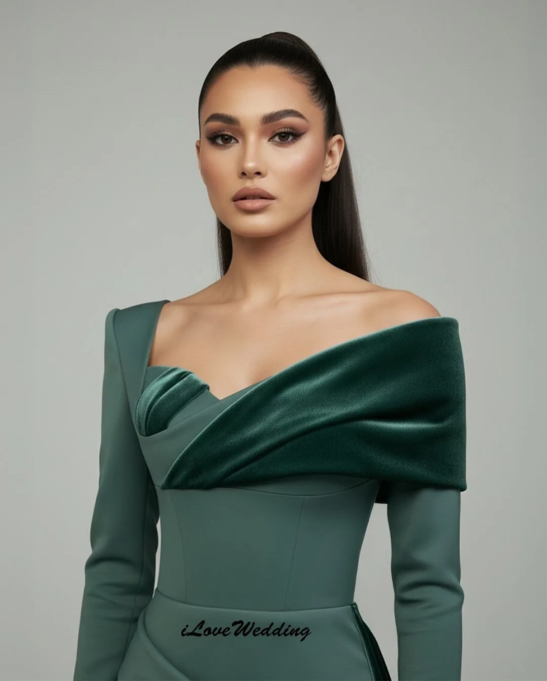 

Long Sleeve Women Prom Dresses 2025 Elegant Velvet Wedding Party Dress For Women Guest Ribbons Mermaid Evening Dress Customized