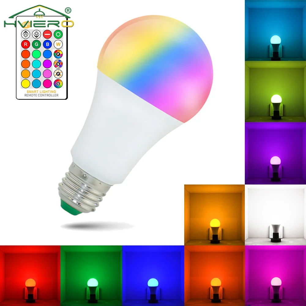 E27 Led Chip Bulbs 24key Smart Wireless IR Remote Control Dimmable RGBW Light Colorful Changing Home Decoration Lighting Lamp