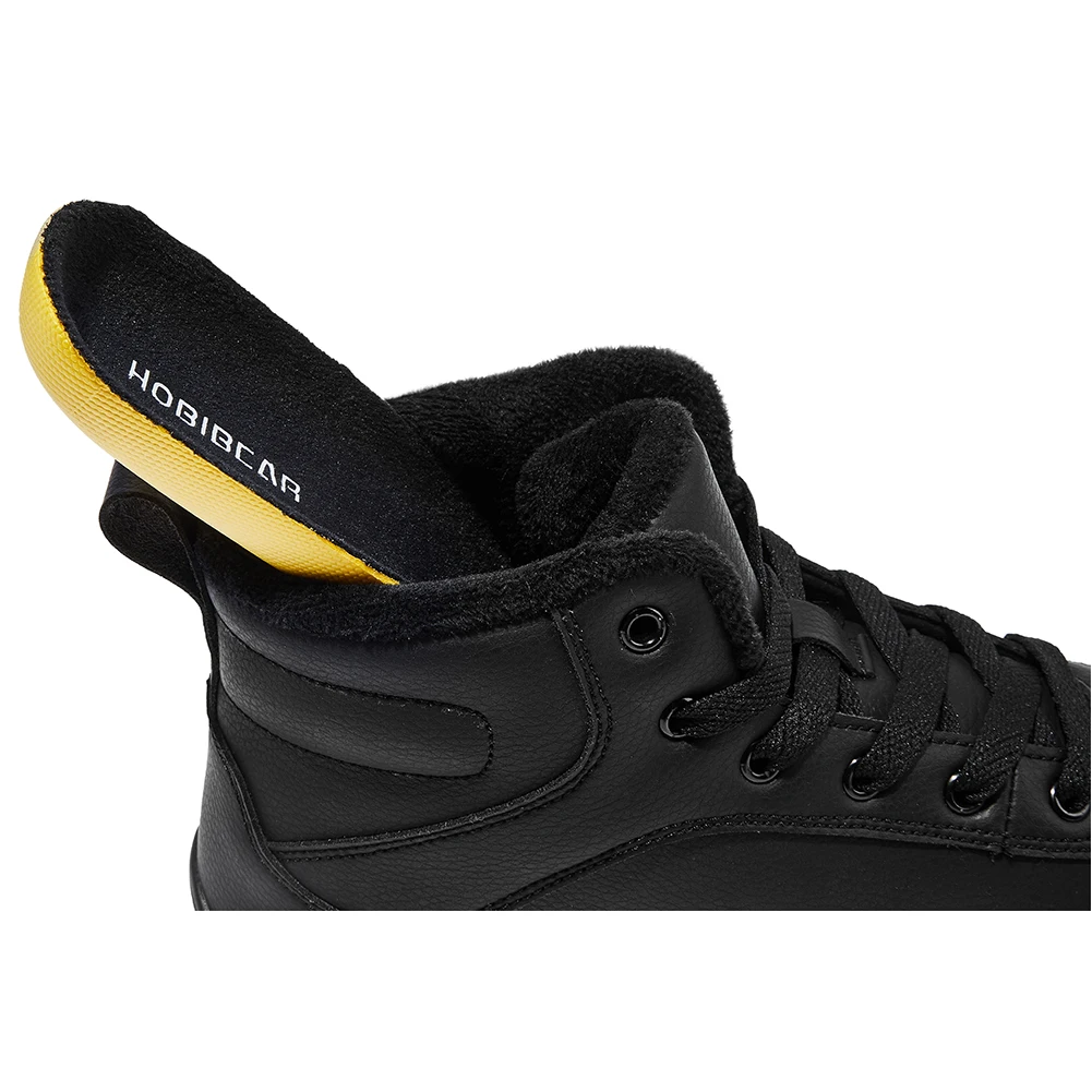 HOBIBEAR للجنسين الشتاء بيرفوت أحذية أطفال واسعة تو صندوق فو الفراء اصطف الكاحل أحذية رياضية الجلود الاصطناعية مطابقة الأسرة الأحذية