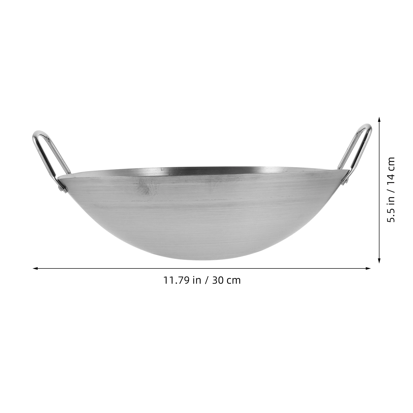 

AUTSUPPL 30cm Stainless Steel Wok Round Bottom Stir Fry Pan Japanese Kitchen Cookware for Gas Stove Home Restaurant Use