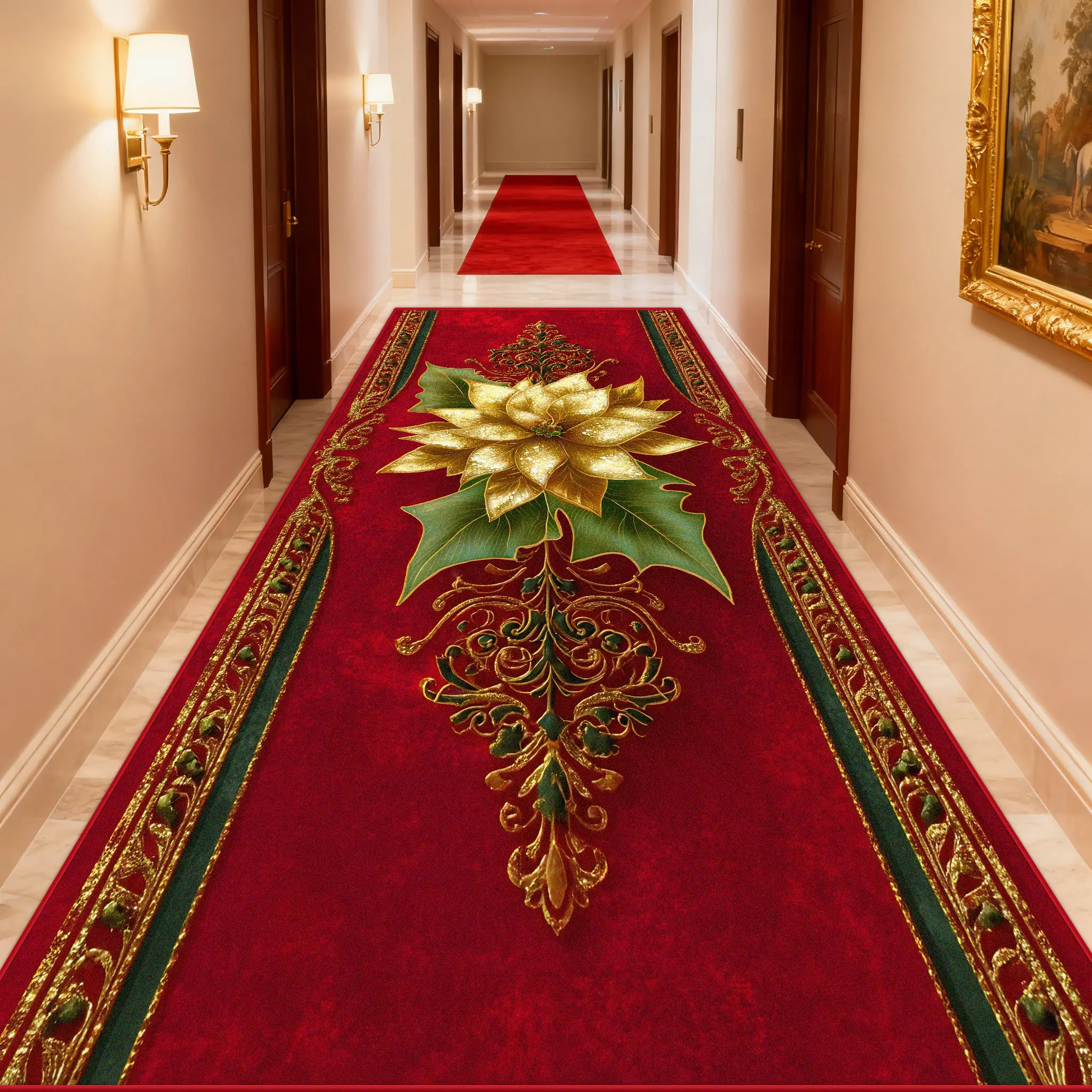 Light Luxury Red Decoration Rug Hotel High-end Wedding Festival Non-slip Long Runner Carpet Home Corridor Customizable Foot Mat