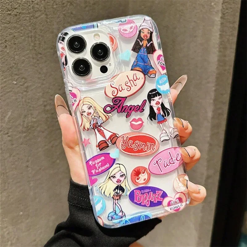 Retro Cartoon Money Girl Air Cushion Phone Case For iPhone 11 12 13 14 15 16 Pro Max XS X XR 7 8 Plus SE 2020 2022 Clear Cover