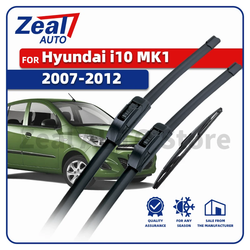 LHD Vorne Hinten Wischerblätter Für Hyundai i10 MK1 2007-2012 2008 2009 2010 2011 3x Fenster Windschutzscheibe 22 "16" 12 "Bürsten Zubehör