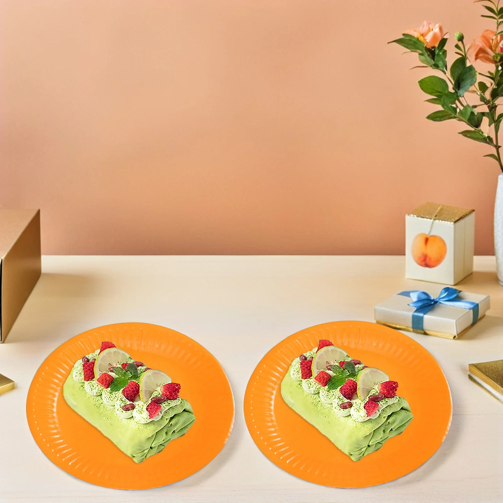 

50Pcs Paper Plates Eco-Friendly Cut Resistant Disposable Dinner Plates Party Tableware Assorted Colors for Holiday Meals and