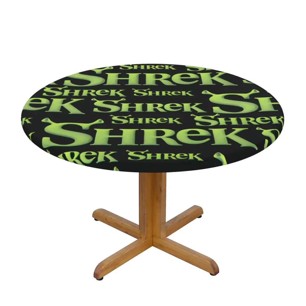 Round Oilproof Disney Shrek Logo Table Cover Fitted American Animation Cartoon Table Cloth Backing Edge Tablecloth for Dining