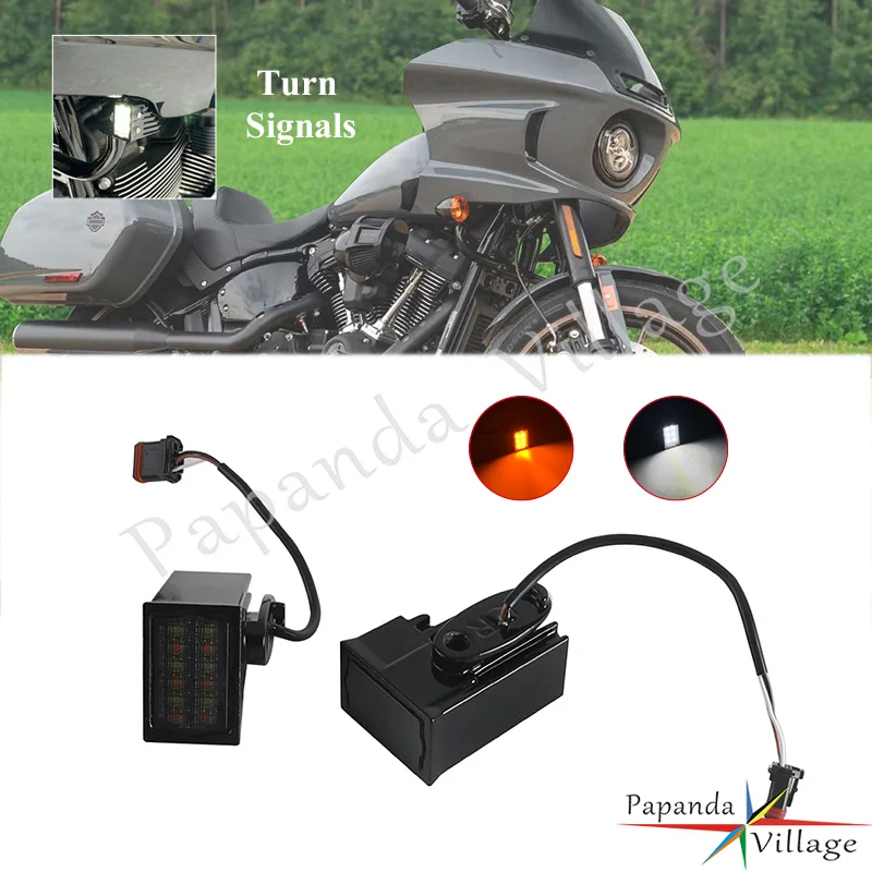 LED Front Turn Signals Lens Running Light Function Harley Softail Low Rider FXLRST FXRST 22-25 Stainless Fastener Build 1 Pair
